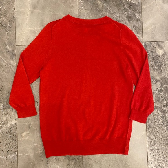 J Crew 3/4 Length Lightweight Wool Sweater in Red Size M - Picture 2 of 5